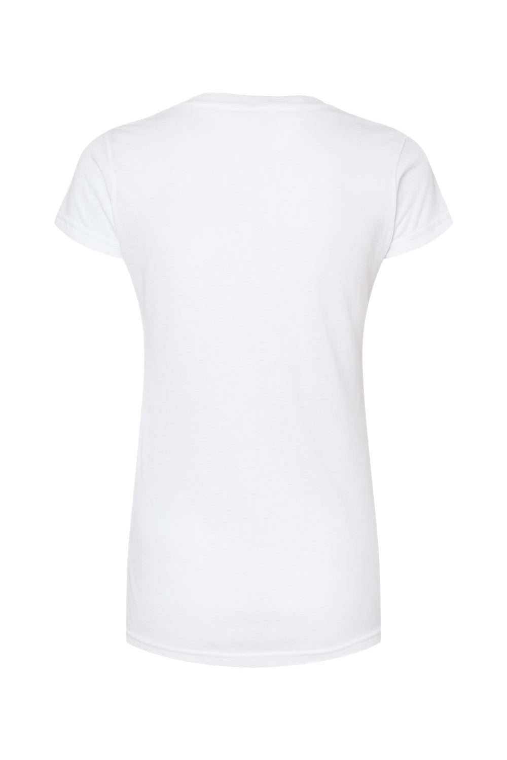 Tultex 244 Womens Poly-Rich Short Sleeve V-Neck T-Shirt White Flat Back