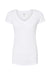 Tultex 244 Womens Poly-Rich Short Sleeve V-Neck T-Shirt White Flat Front