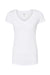 Tultex 244 Womens Poly-Rich Short Sleeve V-Neck T-Shirt White Flat Front