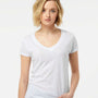 Tultex Womens Poly-Rich Short Sleeve V-Neck T-Shirt - White - NEW