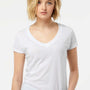 Tultex Womens Poly-Rich Short Sleeve V-Neck T-Shirt - White - Closeout
