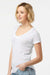 Tultex 244 Womens Poly-Rich Short Sleeve V-Neck T-Shirt White Model Side