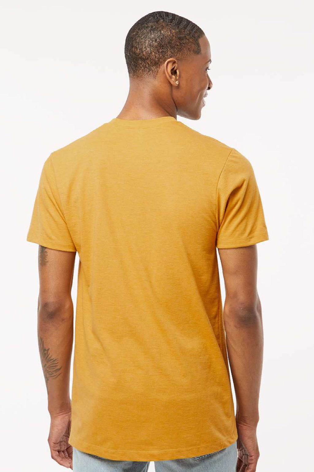Tultex 541 Mens Premium Short Sleeve Crewneck T-Shirt Heather Antique Gold Model Back