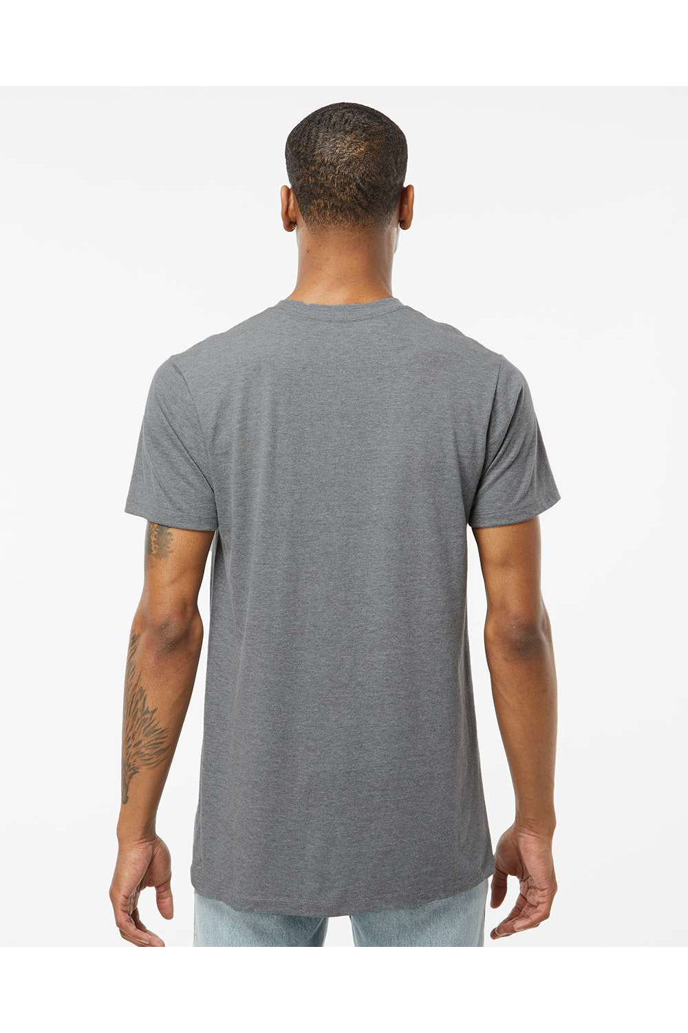 Tultex 541 Mens Premium Short Sleeve Crewneck T-Shirt Heather Grey Model Back