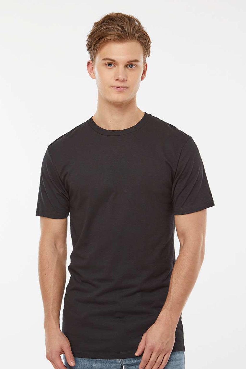 Tultex 541 Mens Premium Short Sleeve Crewneck T-Shirt Black Model Front