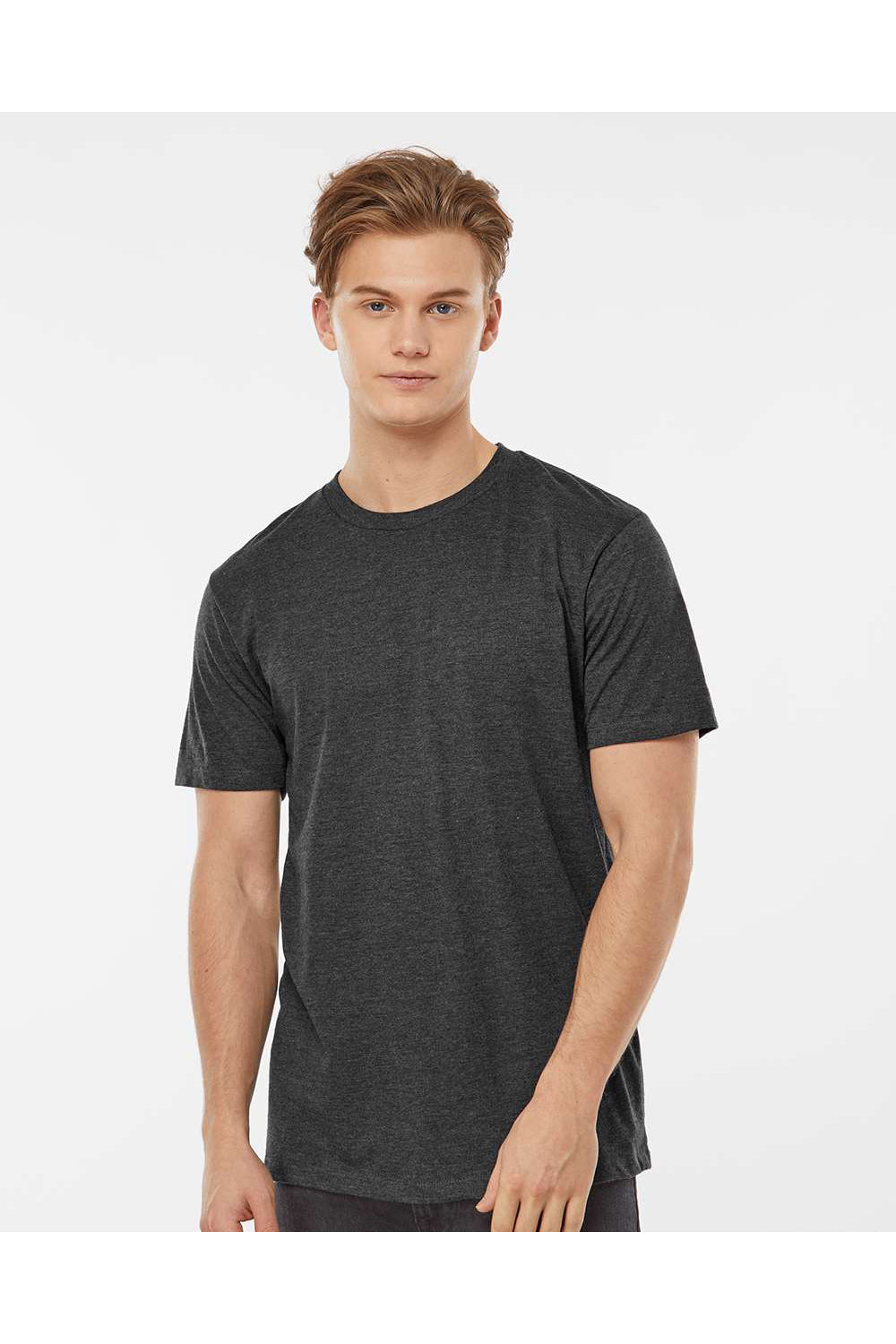 Tultex 541 Mens Premium Short Sleeve Crewneck T-Shirt Heather Black Model Front