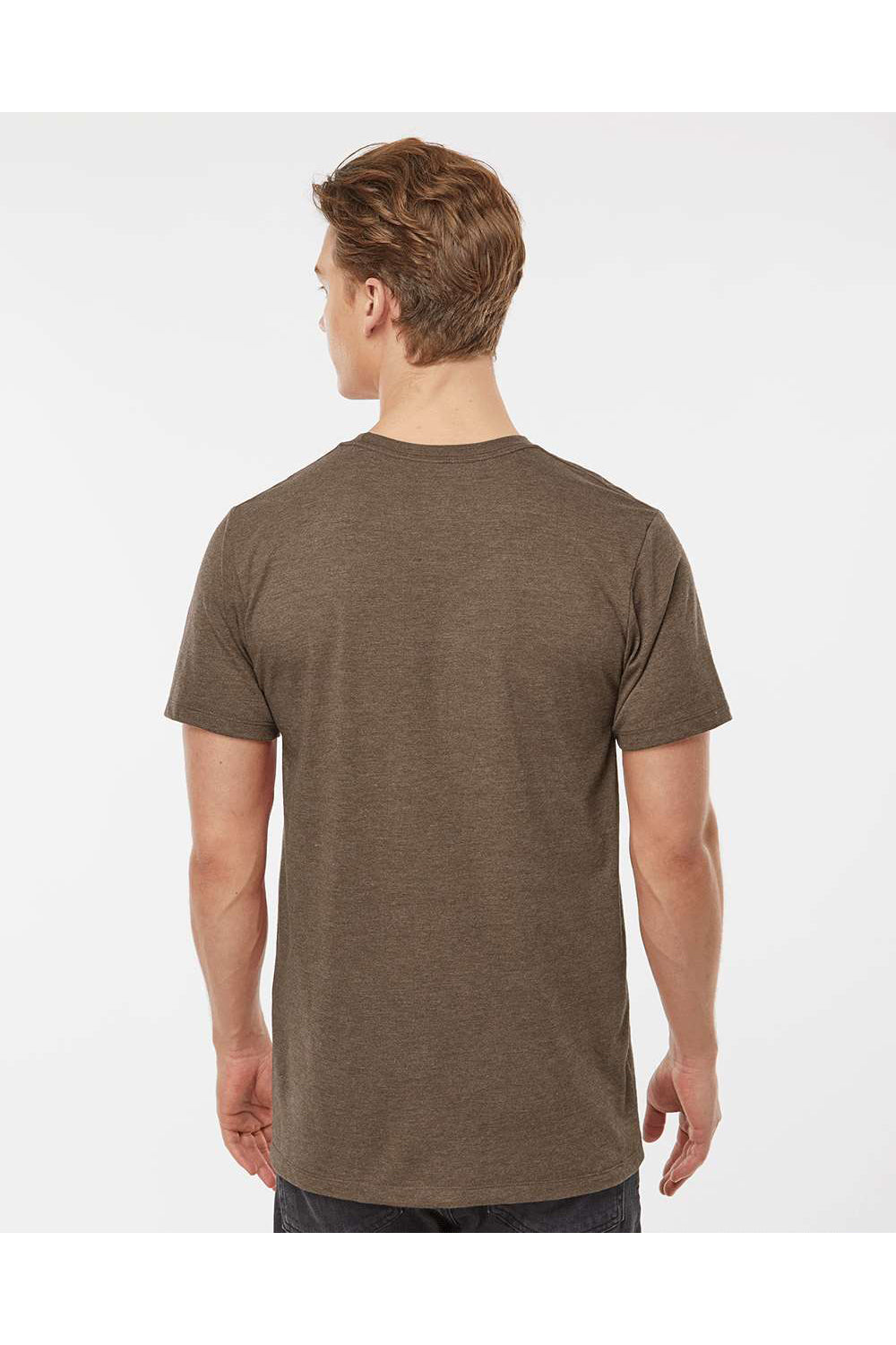 Tultex 541 Mens Premium Short Sleeve Crewneck T-Shirt Heather Brown Model Back