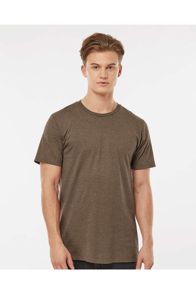 Tultex 541 Mens Premium Short Sleeve Crewneck T-Shirt Heather Brown Model Front
