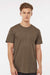Tultex 541 Mens Premium Short Sleeve Crewneck T-Shirt Heather Brown Model Front