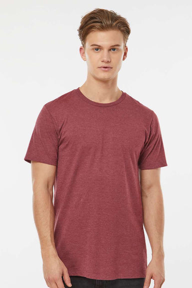 Tultex 541 Mens Premium Short Sleeve Crewneck T-Shirt Heather Burgundy Model Front