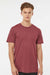 Tultex 541 Mens Premium Short Sleeve Crewneck T-Shirt Heather Burgundy Model Front