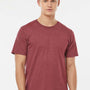 Tultex Mens Premium Short Sleeve Crewneck T-Shirt - Heather Burgundy - Closeout