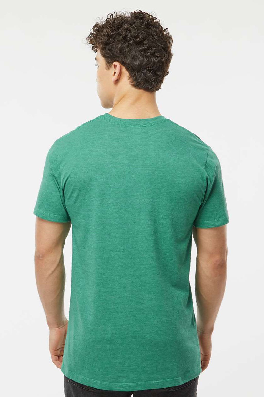 Tultex 541 Mens Premium Short Sleeve Crewneck T-Shirt Heather Kelly Green Model Back