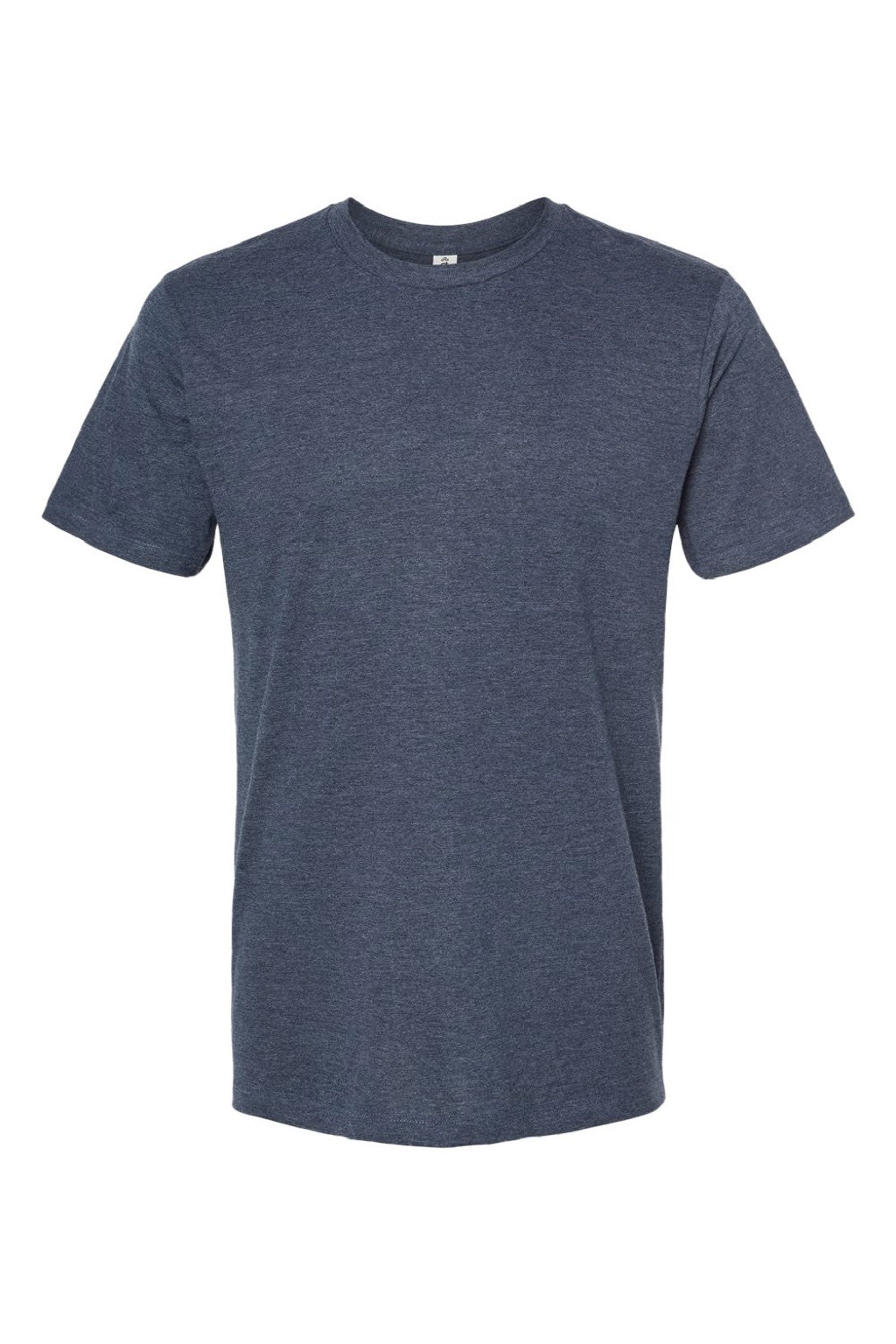 Tultex 541 Mens Premium Short Sleeve Crewneck T-Shirt Heather Navy Blue Flat Front