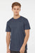 Tultex 541 Mens Premium Short Sleeve Crewneck T-Shirt Heather Navy Blue Model Front
