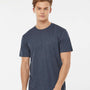 Tultex Mens Premium Short Sleeve Crewneck T-Shirt - Heather Navy Blue - NEW