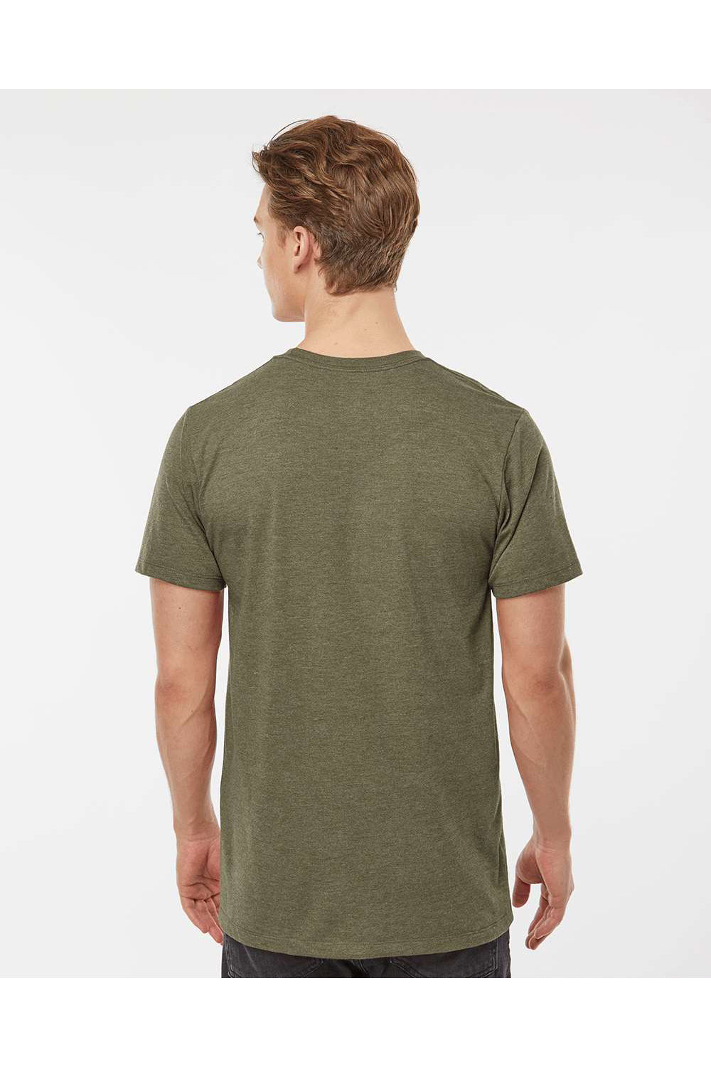 Tultex 541 Mens Premium Short Sleeve Crewneck T-Shirt Heather Olive Green Model Back