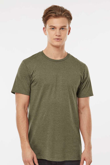 Tultex 541 Mens Premium Short Sleeve Crewneck T-Shirt Heather Olive Green Model Front