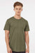 Tultex 541 Mens Premium Short Sleeve Crewneck T-Shirt Heather Olive Green Model Front