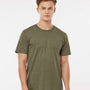 Tultex Mens Premium Short Sleeve Crewneck T-Shirt - Heather Olive Green - NEW