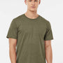 Tultex Mens Premium Short Sleeve Crewneck T-Shirt - Heather Olive Green - Closeout