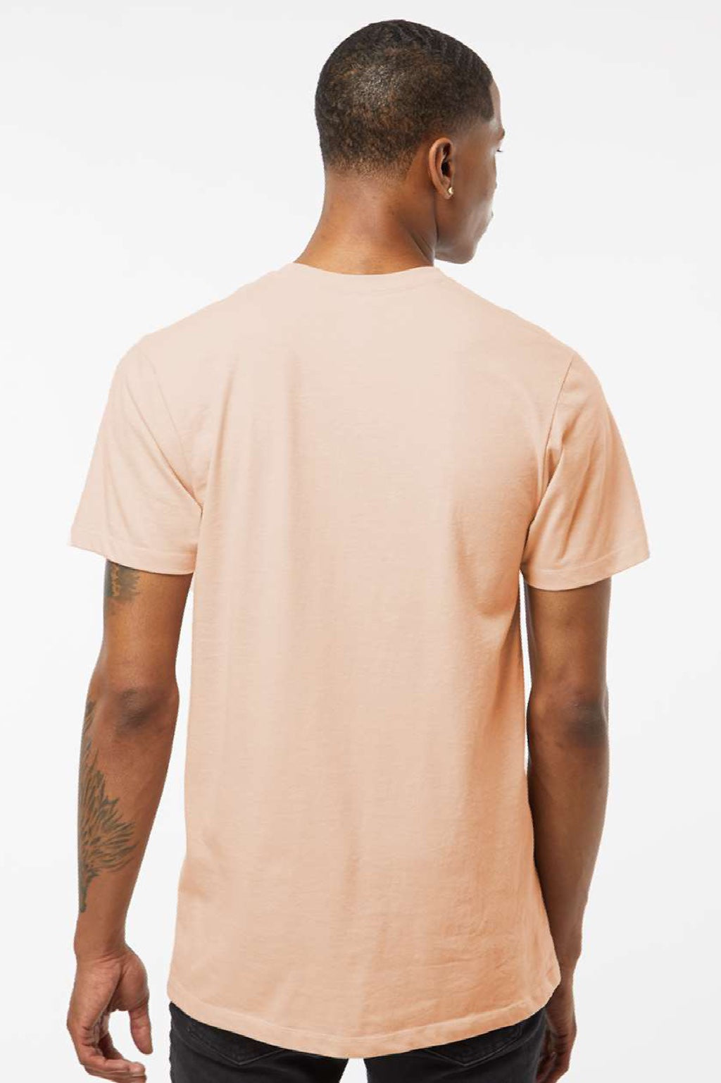 Tultex 541 Mens Premium Short Sleeve Crewneck T-Shirt Heather Peach Model Back