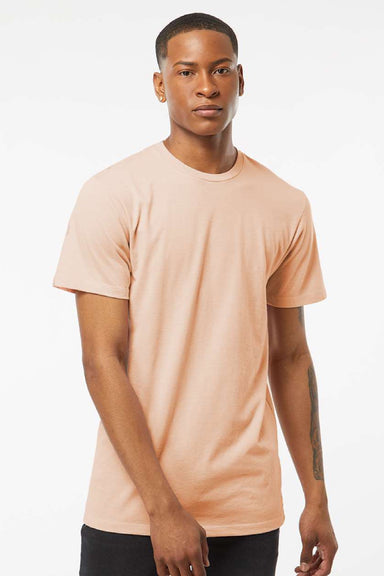Tultex 541 Mens Premium Short Sleeve Crewneck T-Shirt Heather Peach Model Front