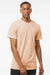 Tultex 541 Mens Premium Short Sleeve Crewneck T-Shirt Heather Peach Model Front