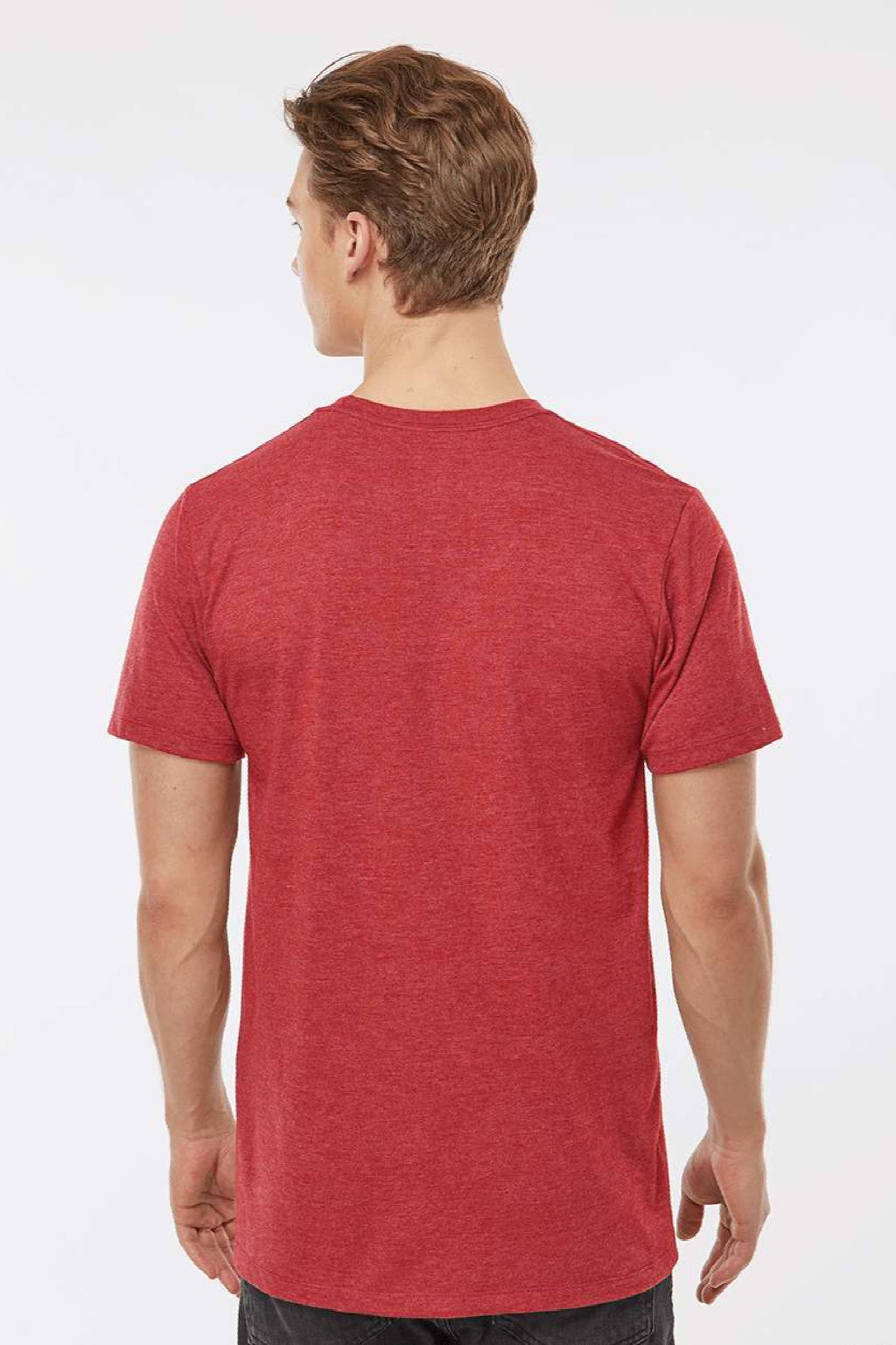 Tultex 541 Mens Premium Short Sleeve Crewneck T-Shirt Heather Red Model Back
