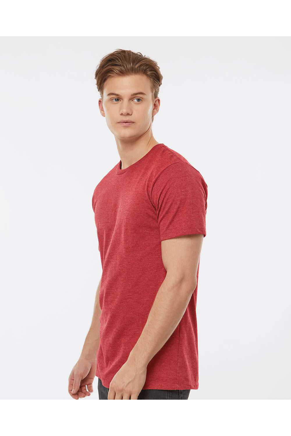 Tultex 541 Mens Premium Short Sleeve Crewneck T-Shirt Heather Red Model Side