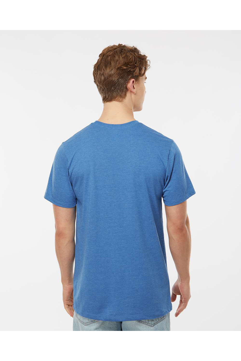 Tultex 541 Mens Premium Short Sleeve Crewneck T-Shirt Heather Royal Blue Model Back