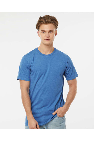 Tultex 541 Mens Premium Short Sleeve Crewneck T-Shirt Heather Royal Blue Model Front