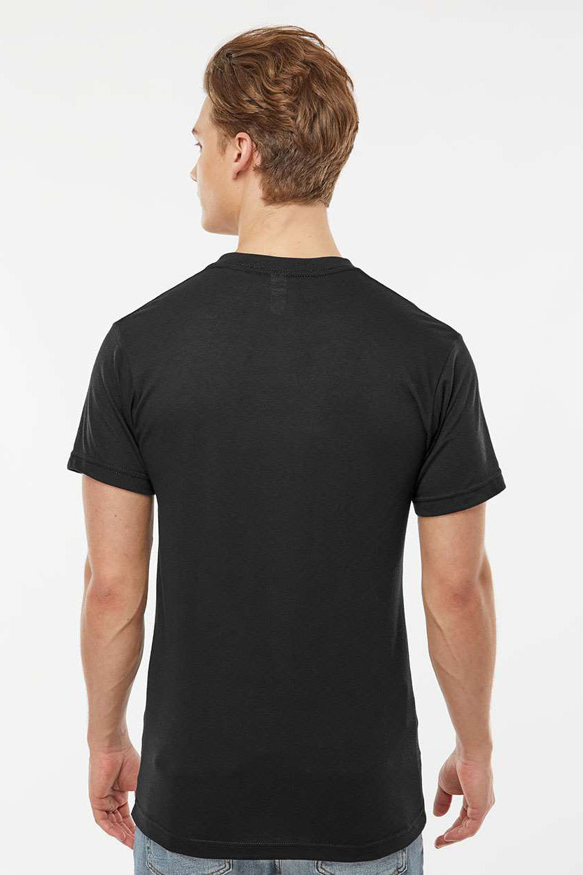 Tultex 207 Mens Poly-Rich Short Sleeve V-Neck T-Shirt Black Model Back