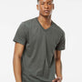 Tultex Mens Poly-Rich Short Sleeve V-Neck T-Shirt - Charcoal Grey - NEW
