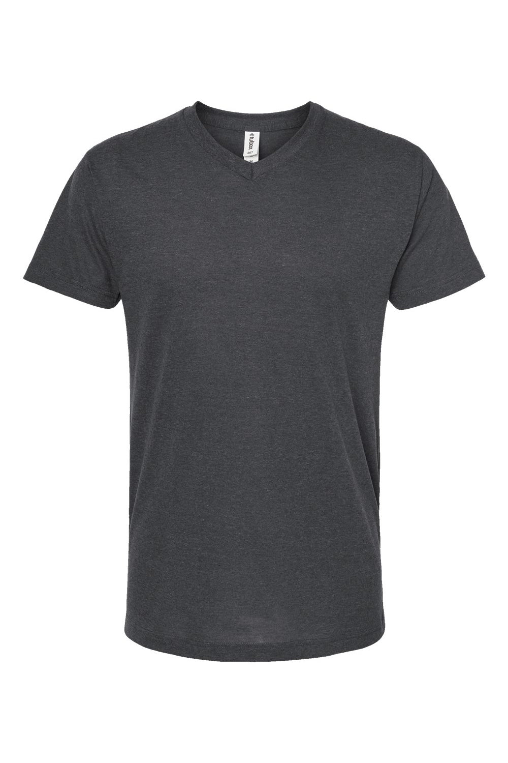 Tultex 207 Mens Poly-Rich Short Sleeve V-Neck T-Shirt Heather Charcoal Grey Flat Front