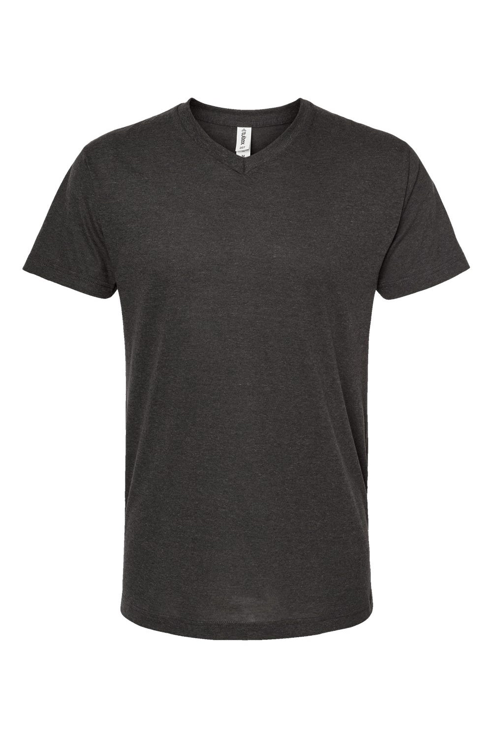 Tultex 207 Mens Poly-Rich Short Sleeve V-Neck T-Shirt Heather Graphite Grey Flat Front