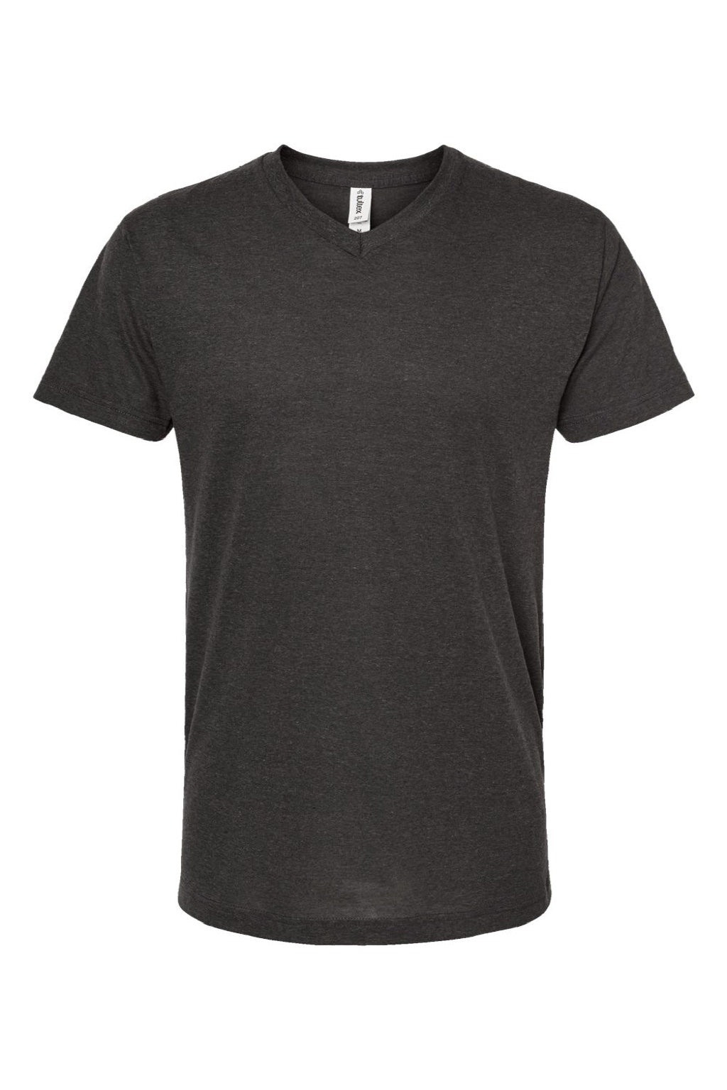 Tultex 207 Mens Poly-Rich Short Sleeve V-Neck T-Shirt Heather Graphite Grey Flat Front