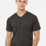 Tultex Mens Poly-Rich Short Sleeve V-Neck T-Shirt - Heather Graphite Grey - Closeout