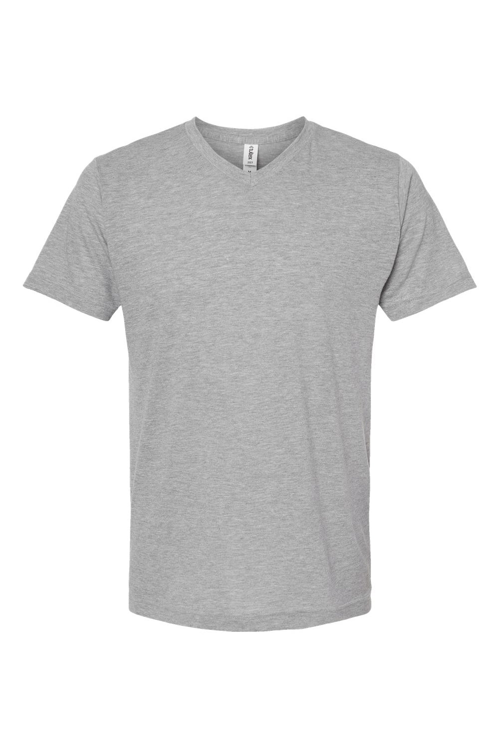 Tultex 207 Mens Poly-Rich Short Sleeve V-Neck T-Shirt Heather Grey Flat Front