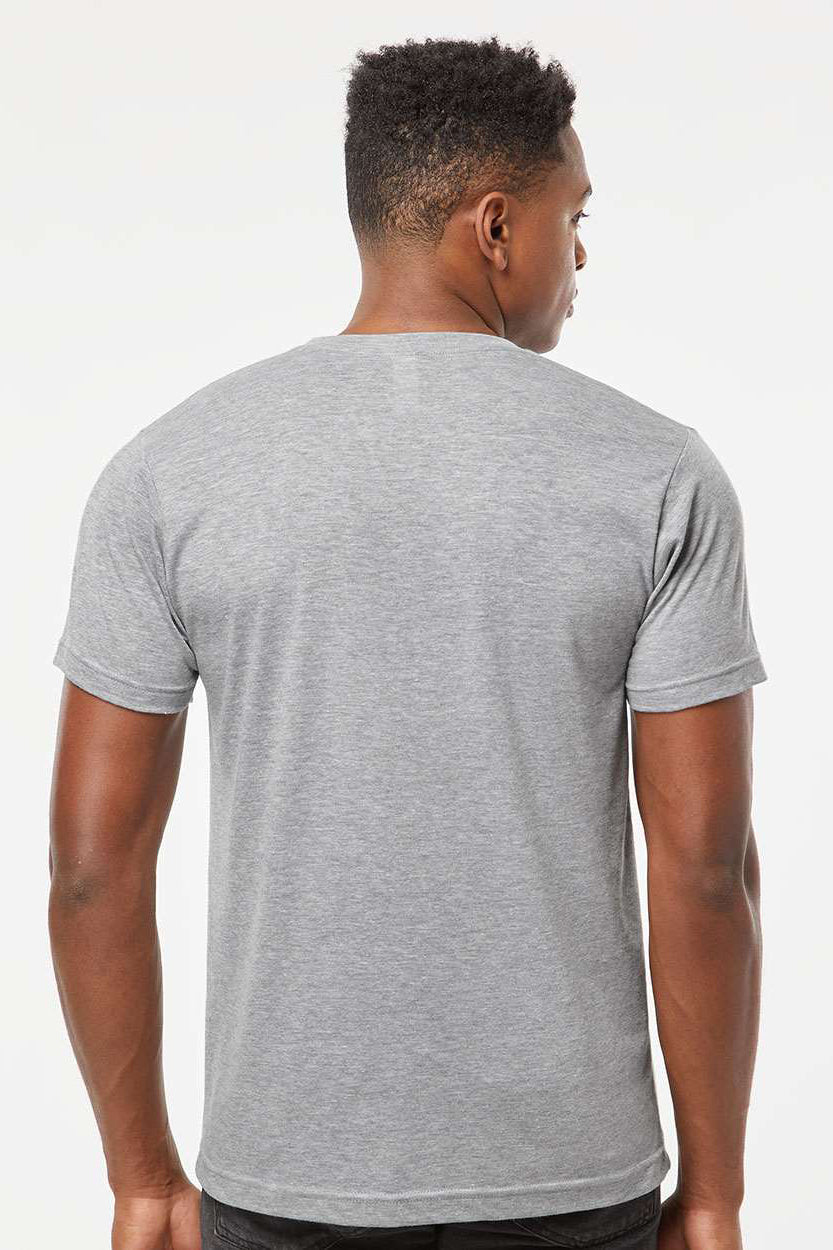 Tultex 207 Mens Poly-Rich Short Sleeve V-Neck T-Shirt Heather Grey Model Back