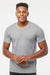 Tultex 207 Mens Poly-Rich Short Sleeve V-Neck T-Shirt Heather Grey Model Front