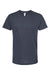 Tultex 207 Mens Poly-Rich Short Sleeve V-Neck T-Shirt Heather Navy Blue Flat Front
