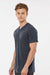 Tultex 207 Mens Poly-Rich Short Sleeve V-Neck T-Shirt Heather Navy Blue Model Side