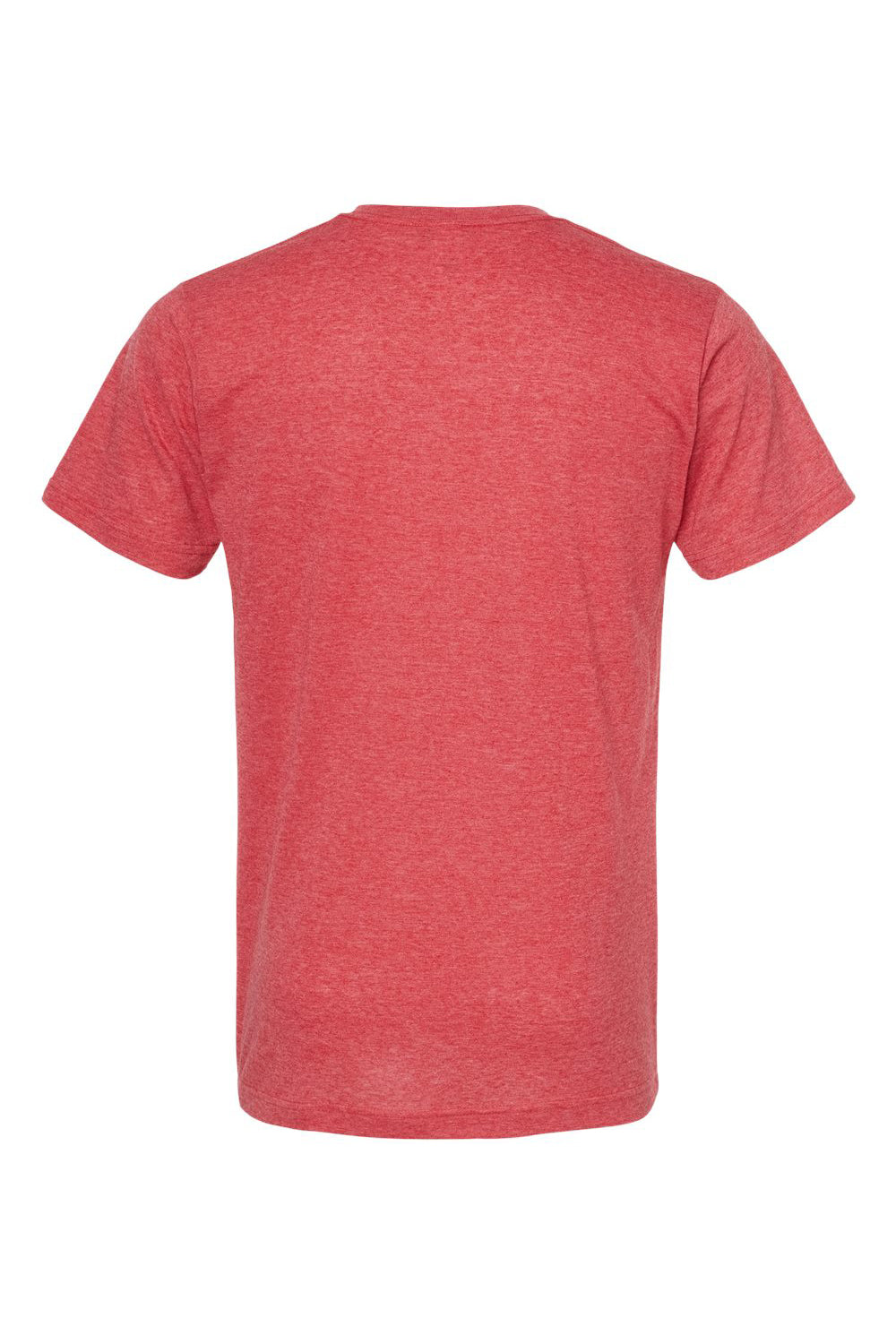 Tultex 207 Mens Poly-Rich Short Sleeve V-Neck T-Shirt Heather Red Flat Back