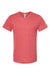 Tultex 207 Mens Poly-Rich Short Sleeve V-Neck T-Shirt Heather Red Flat Front