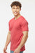 Tultex 207 Mens Poly-Rich Short Sleeve V-Neck T-Shirt Heather Red Model Side
