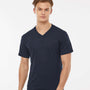 Tultex Mens Poly-Rich Short Sleeve V-Neck T-Shirt - Navy Blue - NEW