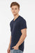 Tultex 207 Mens Poly-Rich Short Sleeve V-Neck T-Shirt Navy Blue Model Side