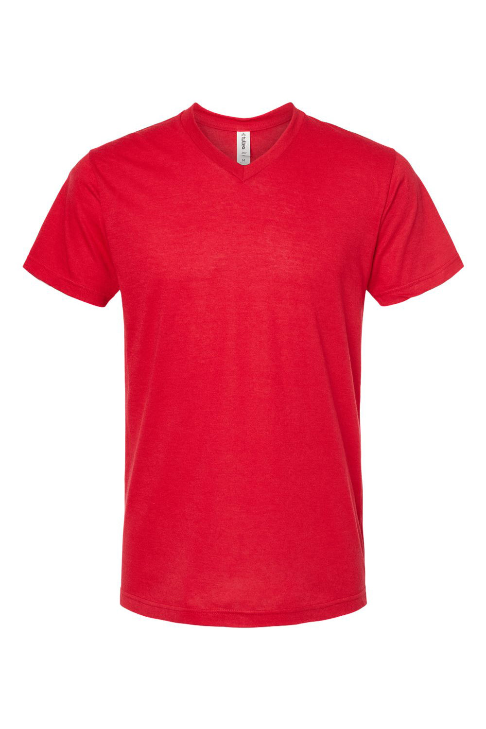 Tultex 207 Mens Poly-Rich Short Sleeve V-Neck T-Shirt Red Flat Front