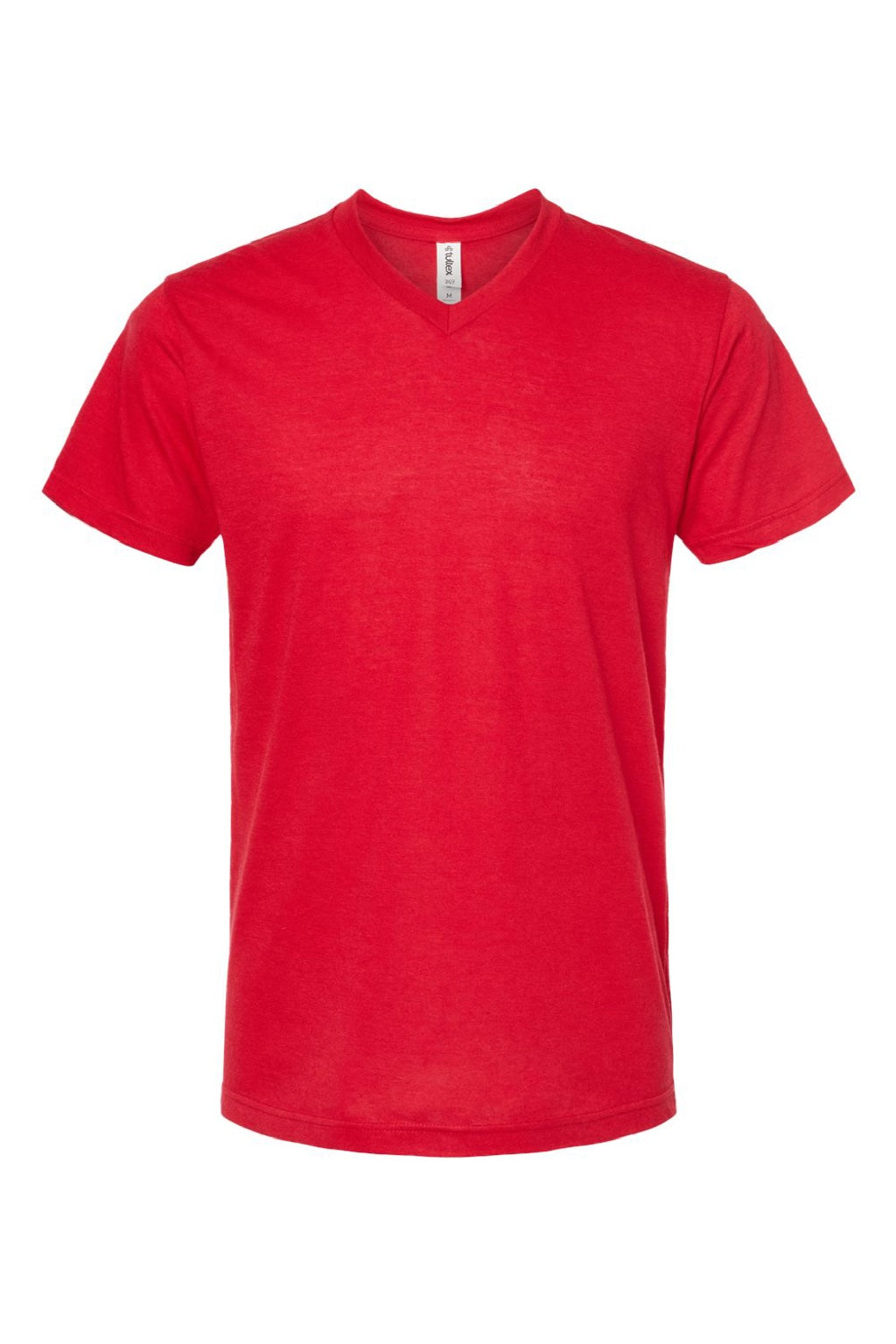 Tultex 207 Mens Poly-Rich Short Sleeve V-Neck T-Shirt Red Flat Front